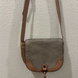 Frye Taupe and Tan Textured Leather Crossbody